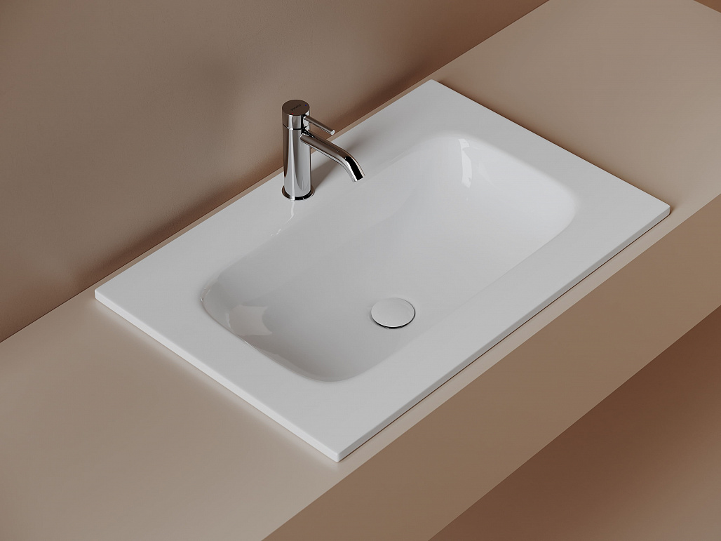 Раковина мебельная Ceramicanova Грация / Grace 71x45,7x13,7 без перелива, с отверстием под смеситель, прямоугольная, белый — РАК010085 — фото 2