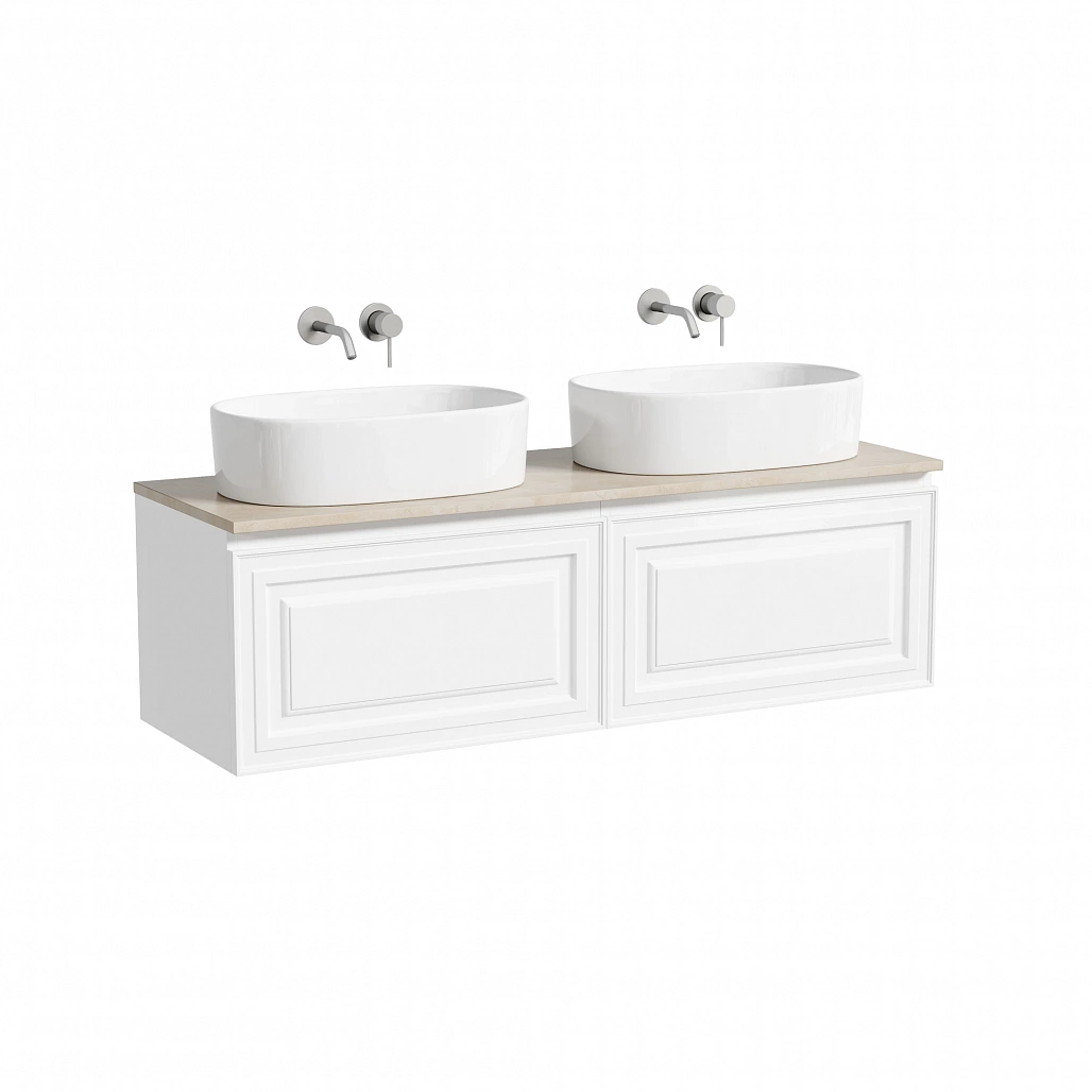 Тумба под столешницу Sancos Самая / Very 69x44,5x40,6 подвесная, белый матовый / bianco, столешница 140 см, без отверстия под смеситель, креман / kreman — МЕБ009656 — фото 1