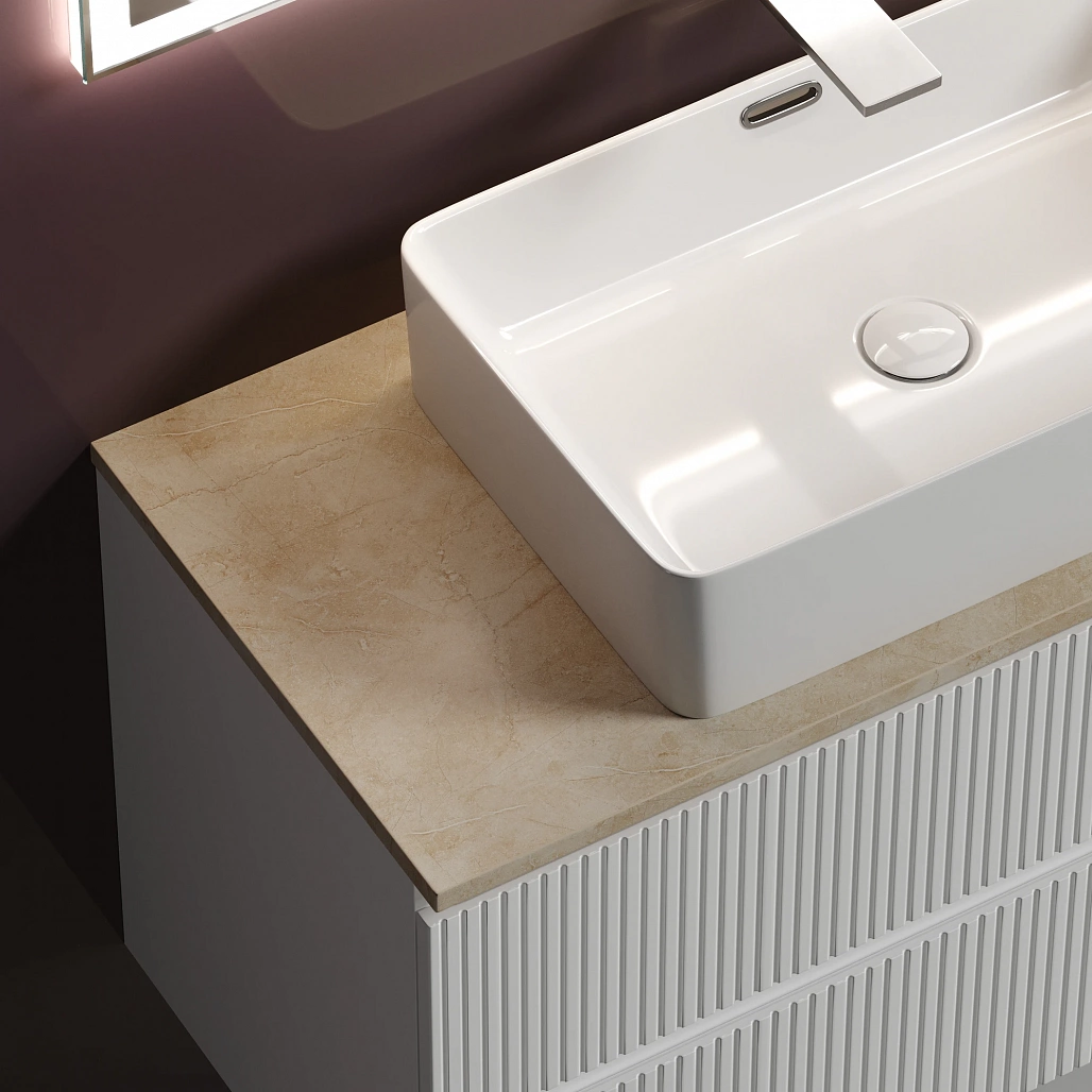 Тумба под столешницу Sancos Сноб T / Snob T 99,5x44,5x50 подвесная, белый матовый / bianco, столешница без отверстия под смеситель, креман / kreman — МЕБ009871 — фото 10