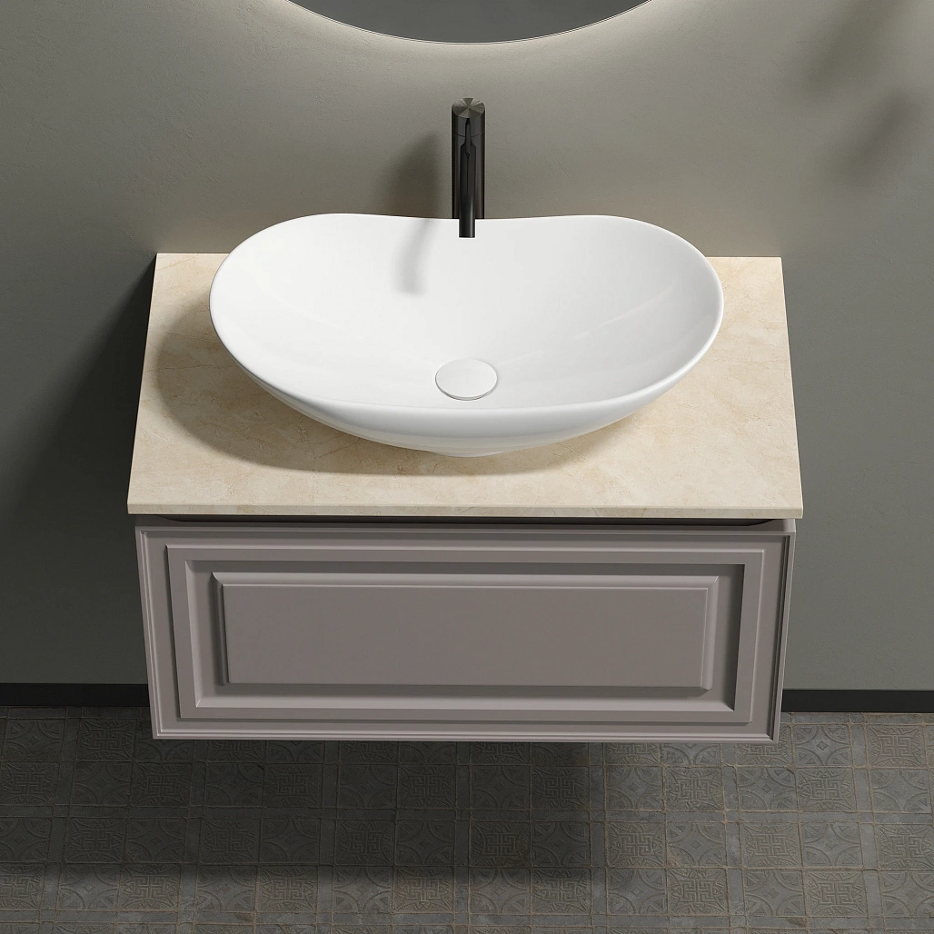 Тумба под столешницу Sancos Самая / Very 79x44,5x40,6 подвесная, пыльная роза / doha soft, столешница с отверстием под смеситель, креман / kreman — МЕБ009643 — фото 5
