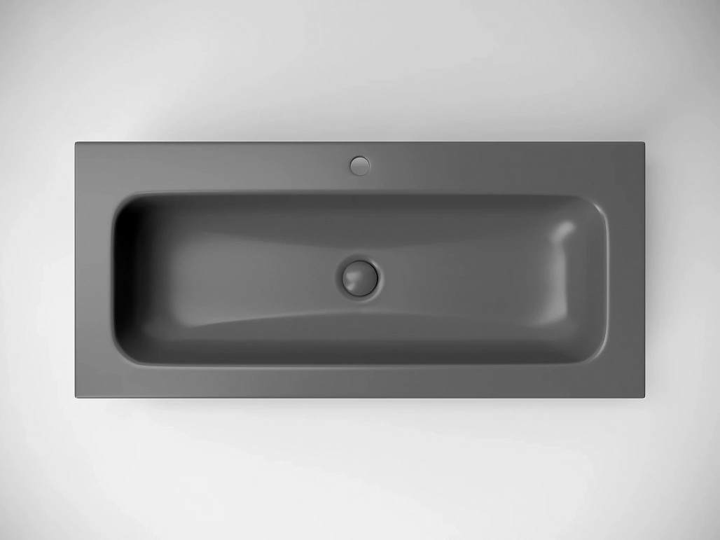 Раковина мебельная Ceramicanova Грация / Grace 101x45,7x13,7 без перелива, с отверстием под смеситель, прямоугольная, темный антрацит матовый — РАК010009 — фото 2