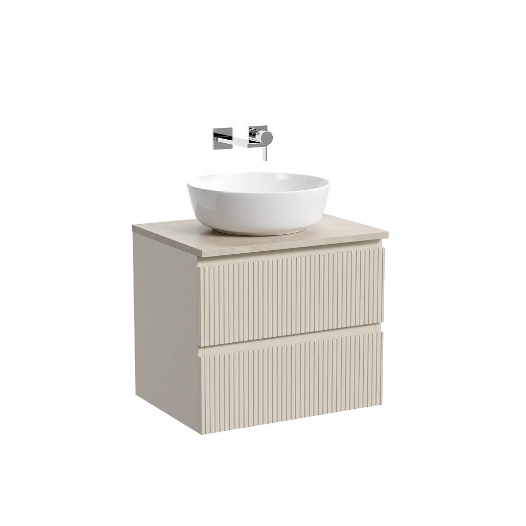 Тумба под столешницу Sancos Сноб T / Snob T 59x44,5x50 подвесная, бежевый матовый / beige soft, столешница без отверстия под смеситель, креман / kreman — МЕБ009909 — фото 1