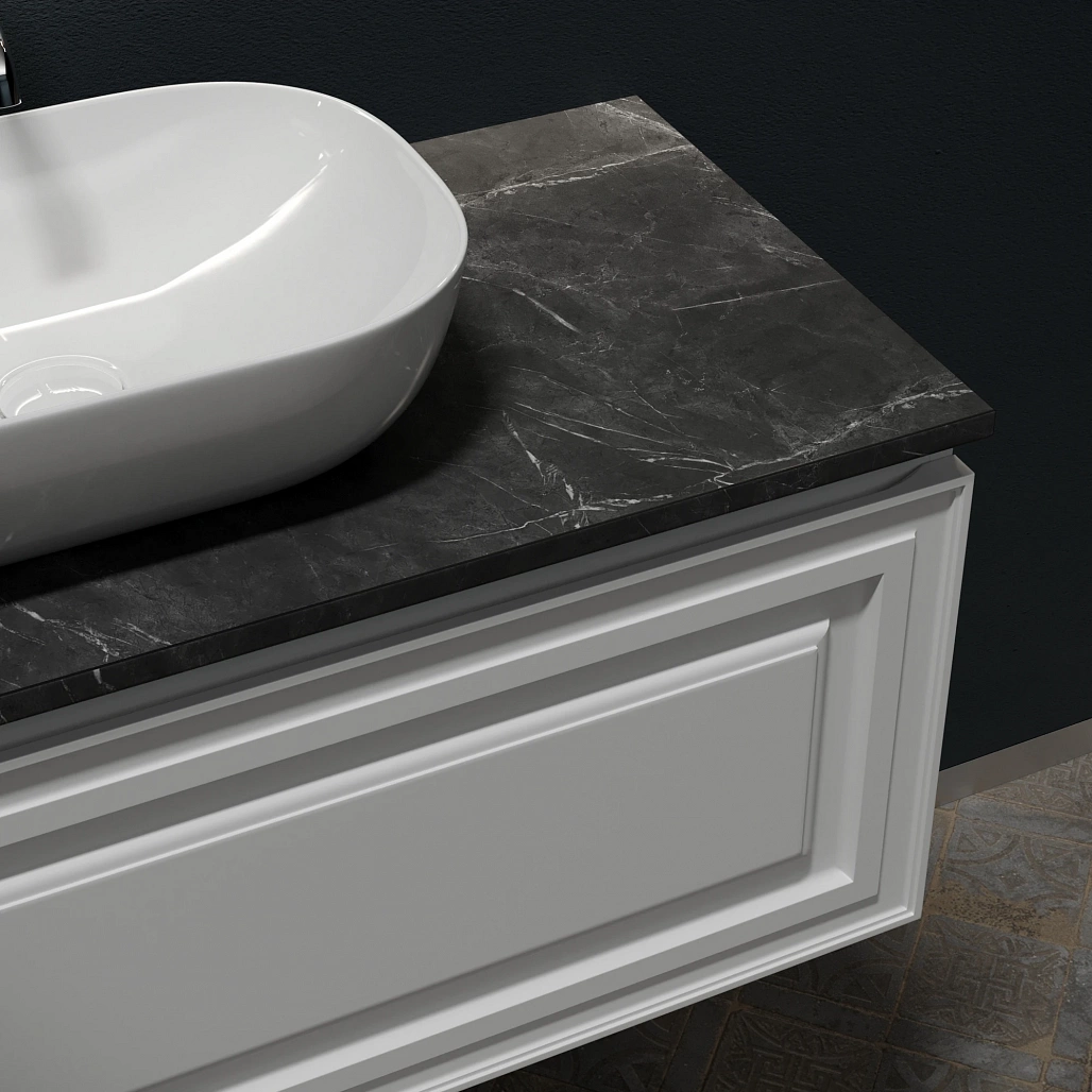 Тумба под столешницу Sancos Самая / Very 99,5x44,5x40,6 подвесная, белый матовый / bianco, столешница с отверстием под смеситель, черное небо / black sky — МЕБ009978 — фото 14