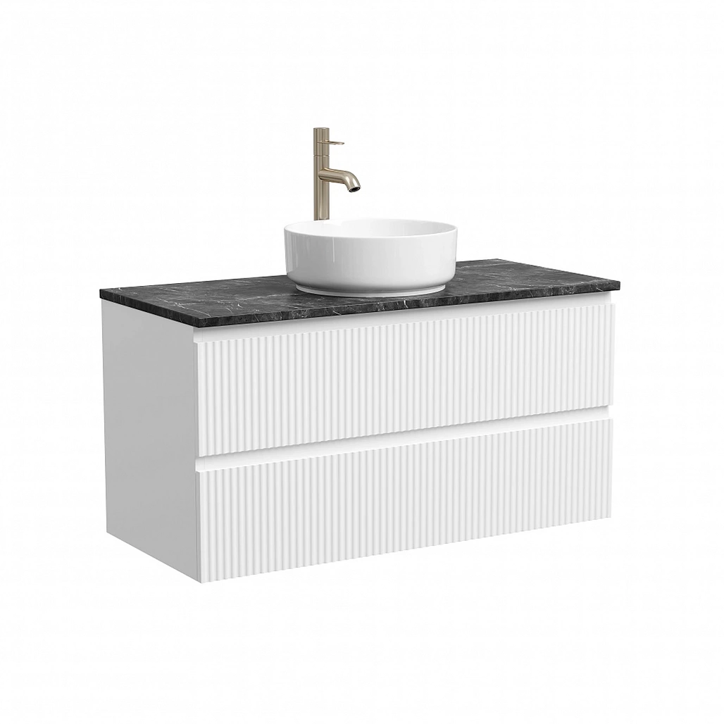 Тумба под столешницу Sancos Сноб Р / Snob R 99,5x44,5x50 подвесная, пыльная роза / doha soft, столешница с отверстием под смеситель, черное небо / black sky — МЕБ009757 — фото 1