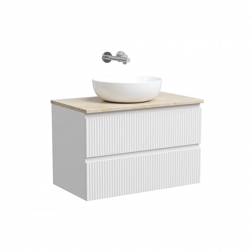 Тумба под столешницу Sancos Сноб Р / Snob R 79x44,5x50 подвесная, белый матовый / bianco, столешница без отверстия под смеситель, креман / kreman — МЕБ009752 — фото 1