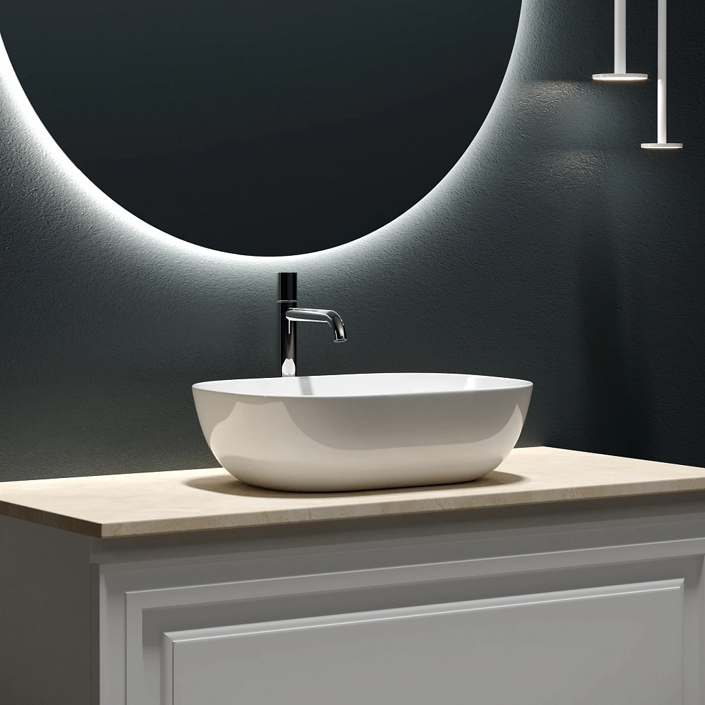 Тумба под столешницу Sancos Самая / Very 99,5x44,5x40,6 подвесная, белый матовый / bianco, столешница с отверстием под смеситель, креман / kreman — МЕБ009979 — фото 15