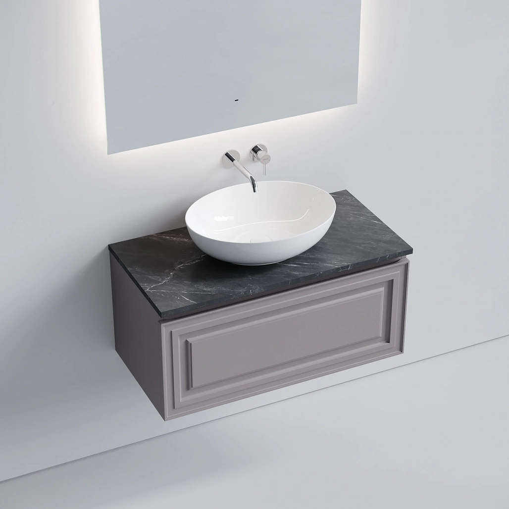 Тумба под столешницу Sancos Самая / Very 89x44,5x40,6 подвесная, пыльная роза / doha soft, столешница без отверстия под смеситель, черное небо / black sky — МЕБ009741 — фото 3