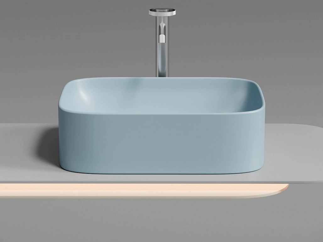 Раковина накладная Ceramicanova Элемент / Element 50,5x38x15 без перелива, прямоугольная, голубой матовый — РАК010121 — фото 5