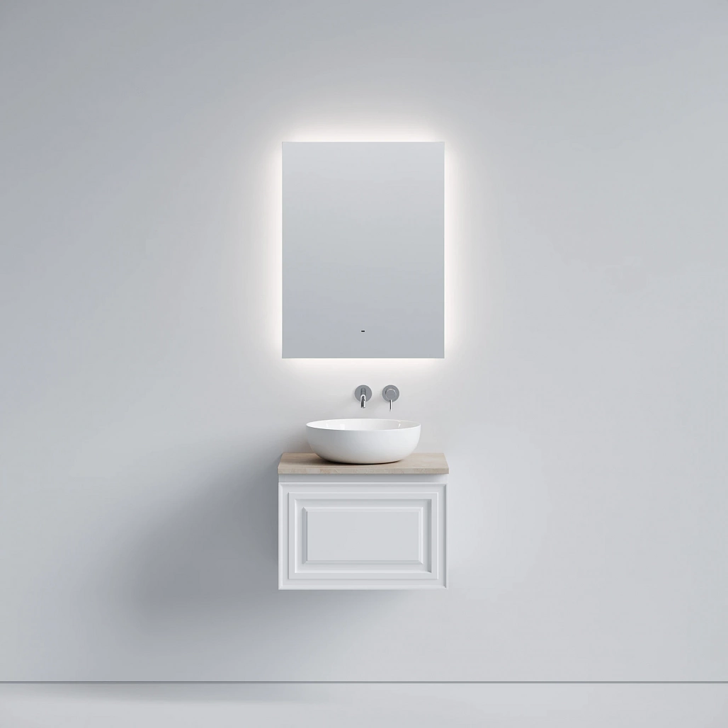 Тумба под столешницу Sancos Самая / Very 59x44,5x40,6 подвесная, белый матовый / bianco, столешница без отверстия под смеситель, креман / kreman — МЕБ009652 — фото 2