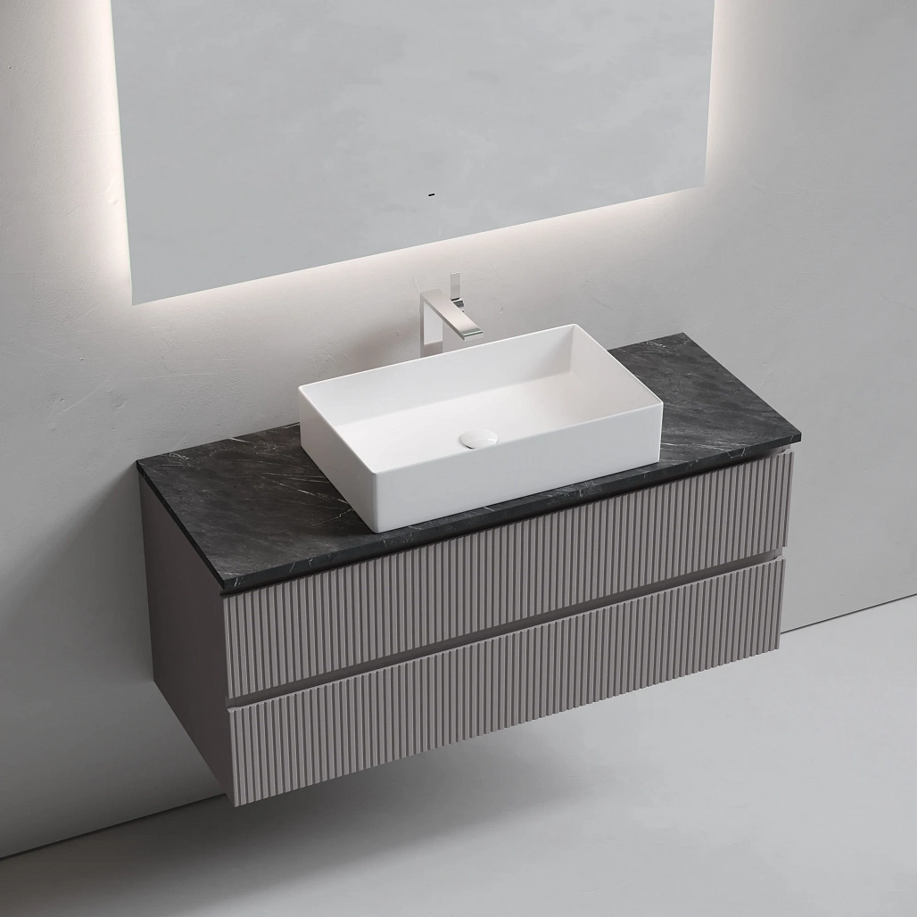 Тумба под столешницу Sancos Сноб T / Snob T 119,5x44,5x50 подвесная, пыльная роза / doha soft, столешница с отверстием под смеситель, черное небо / black sky — МЕБ009931 — фото 3