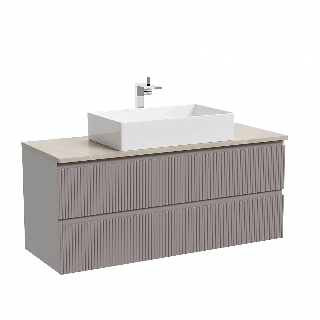 Тумба под столешницу Sancos Сноб T / Snob T 119,5x44,5x50 подвесная, пыльная роза / doha soft, столешница с отверстием под смеситель, креман / kreman — МЕБ009930 — фото 1