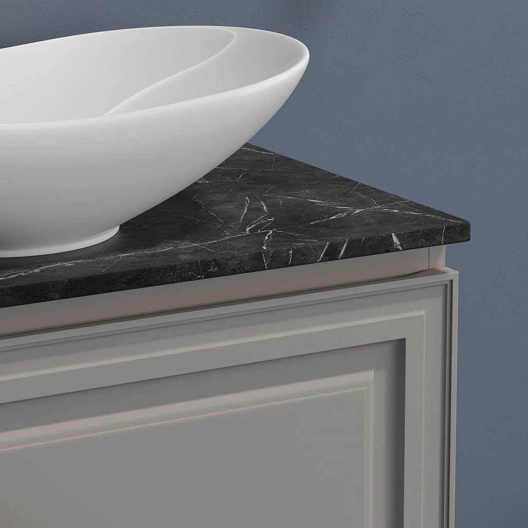Тумба под столешницу Sancos Самая / Very 79x44,5x40,6 подвесная, пыльная роза / doha soft, столешница с отверстием под смеситель, черное небо / black sky — МЕБ009644 — фото 7