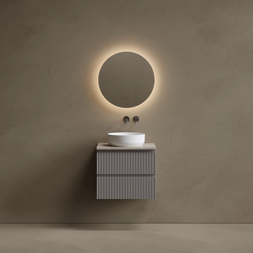 Тумба под столешницу Sancos Сноб Р / Snob R 59x44,5x50 подвесная, белый матовый / bianco, столешница без отверстия под смеситель, креман / kreman — МЕБ009840 — фото 2