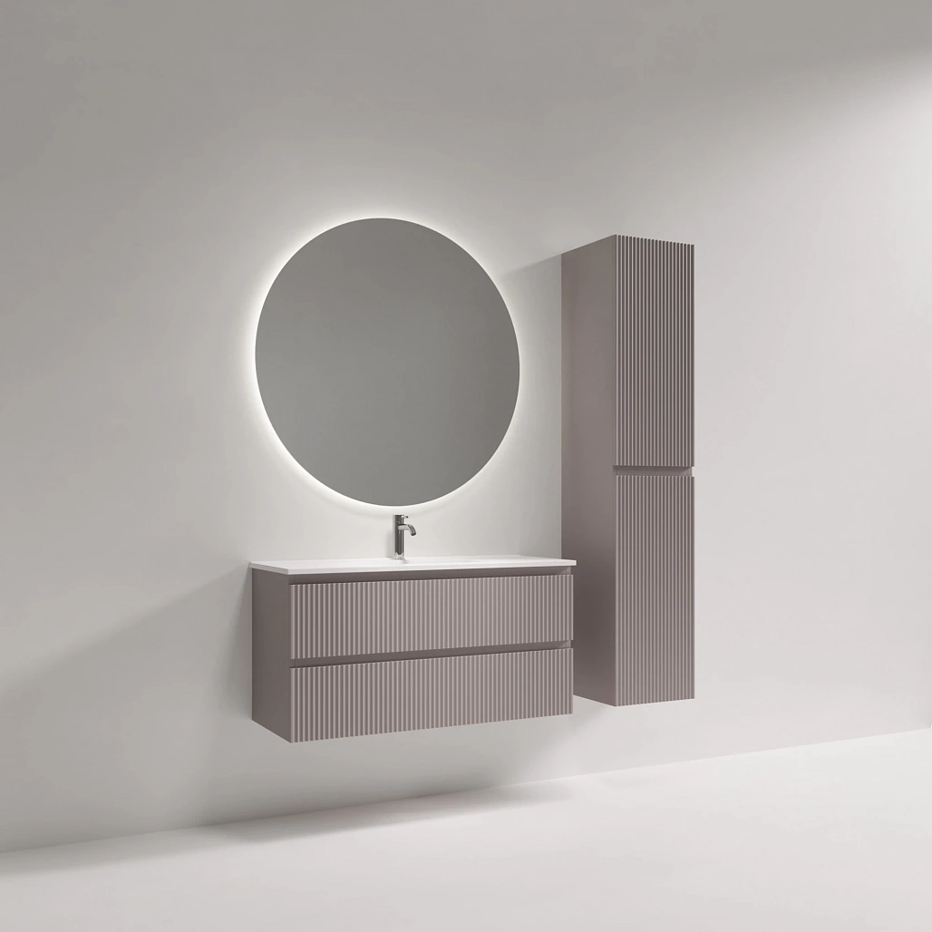 Тумба под раковину Sancos Сноб Р 390 / Snob R 390 99,5x39x50 подвесная, два ящика, пыльная роза / doha soft — МЕБ009307 — фото 3