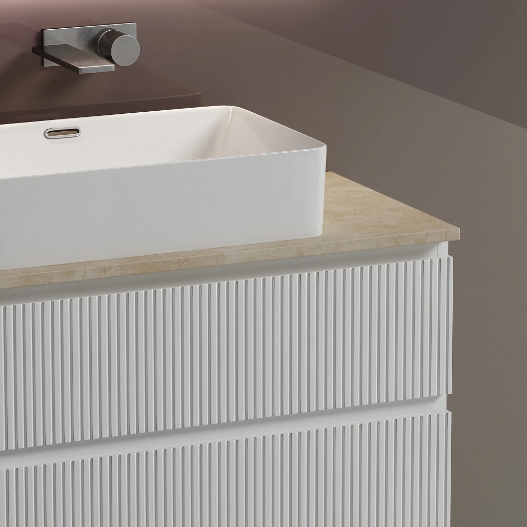 Тумба под столешницу Sancos Сноб T / Snob T 99,5x44,5x50 подвесная, белый матовый / bianco, столешница без отверстия под смеситель, креман / kreman — МЕБ009871 — фото 8