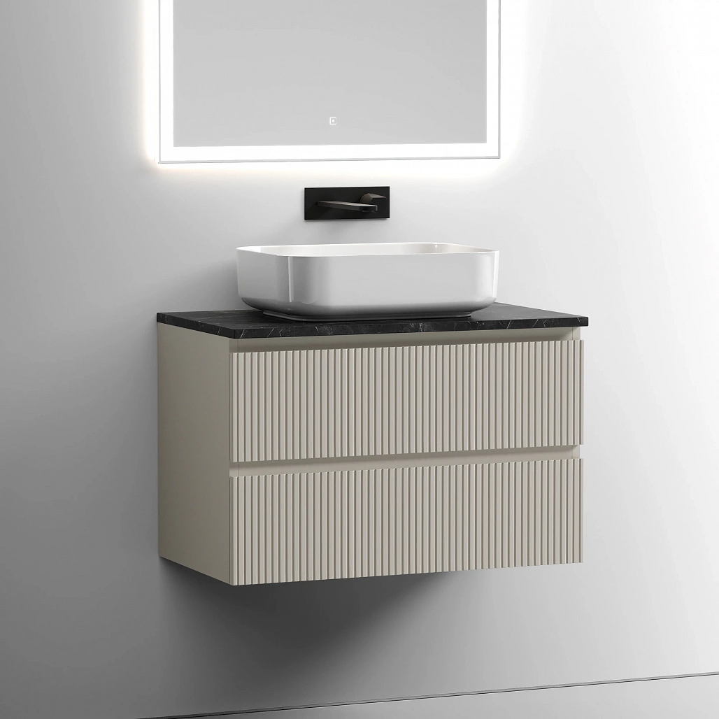 Тумба под столешницу Sancos Сноб T / Snob T 79x44,5x50 подвесная, бежевый матовый / beige soft, столешница без отверстия под смеситель, черное небо / black sky — МЕБ009861 — фото 3