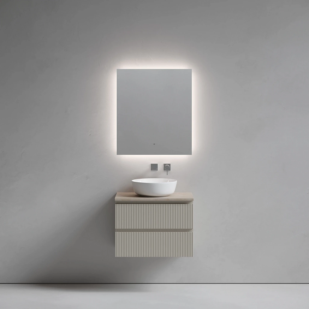 Тумба под столешницу Sancos Сноб T / Snob T 69x44,5x50 подвесная, бежевый матовый / beige soft, столешница без отверстия под смеситель, креман / kreman — МЕБ009917 — фото 2