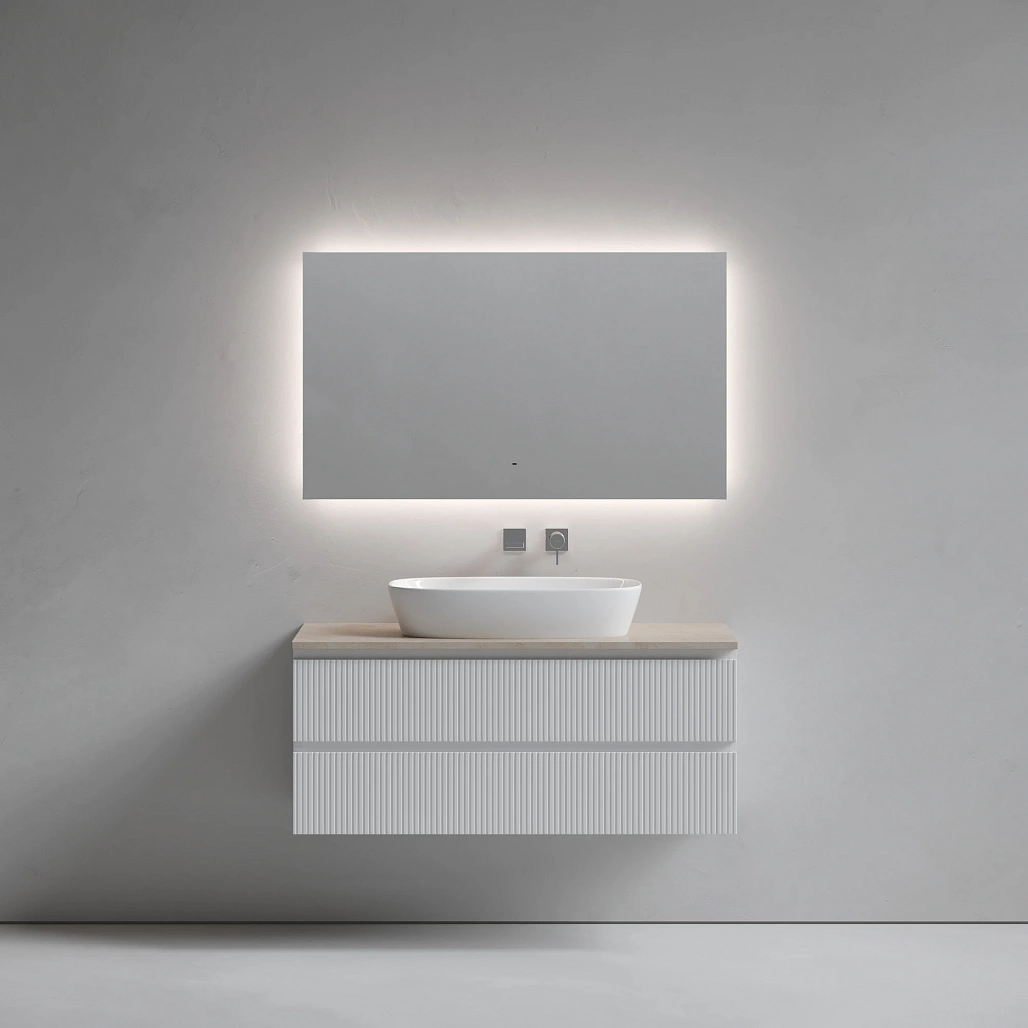 Тумба под столешницу Sancos Сноб T / Snob T 119,5x44,5x50 подвесная, белый матовый / bianco, столешница без отверстия под смеситель, креман / kreman — МЕБ009881 — фото 2