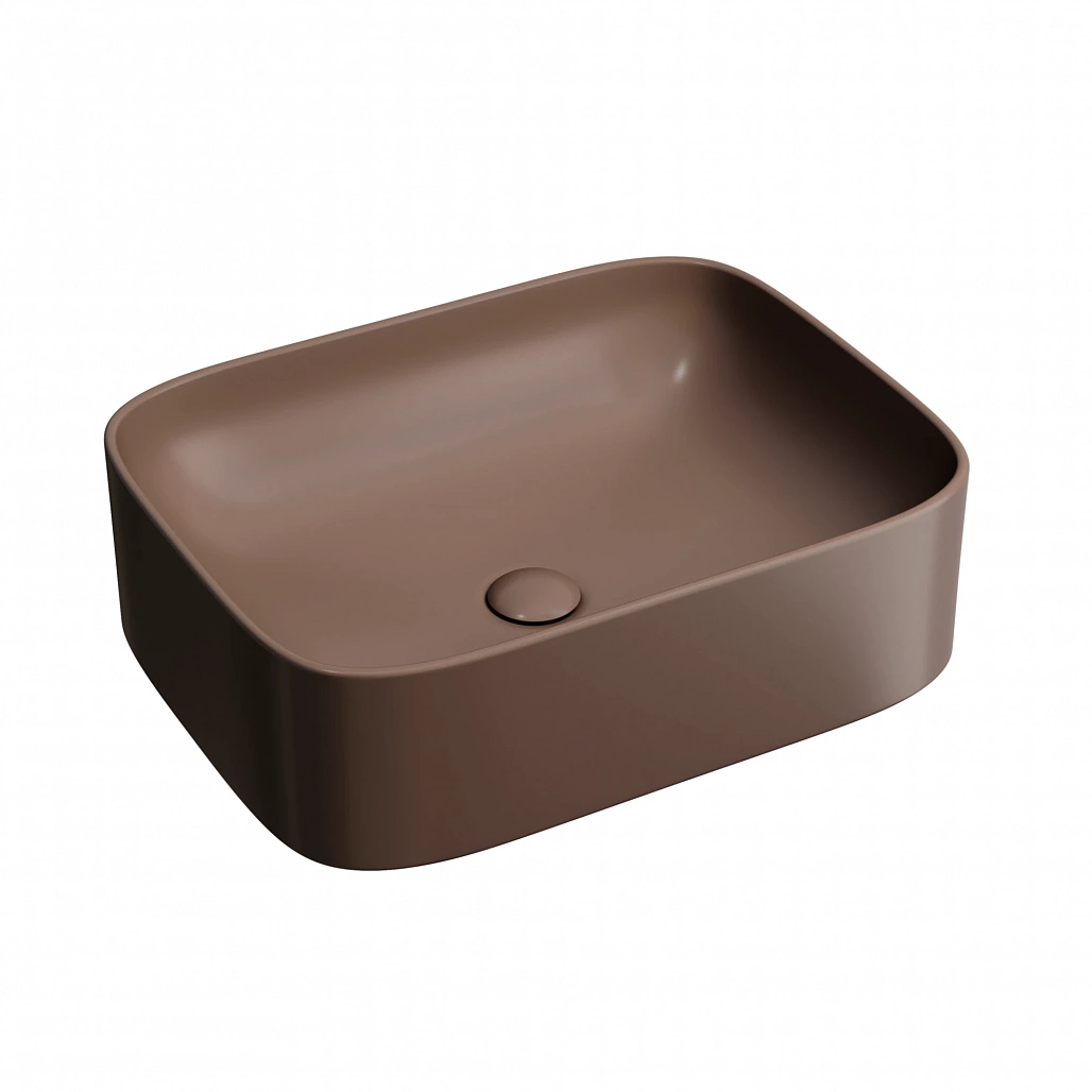 Раковина накладная Ceramicanova Элемент / Element 50,5x38x15 без перелива, прямоугольная, темно-коричневый матовый — РАК010126 — фото 1