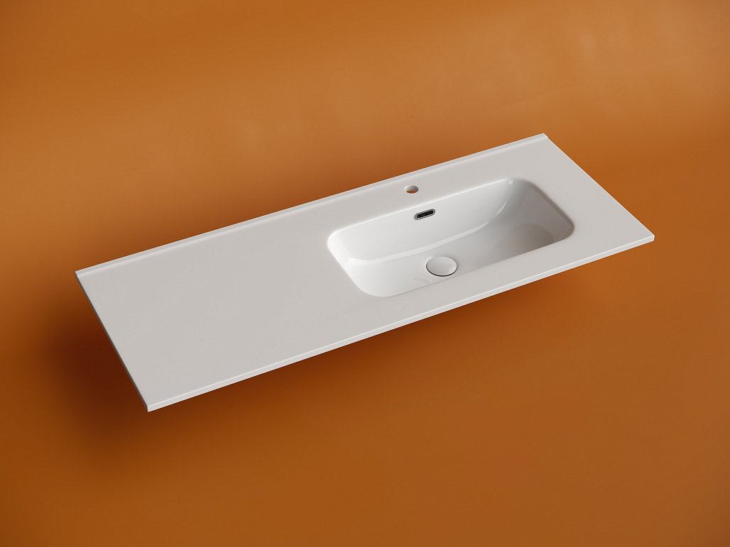 Раковина мебельная Ceramicanova Элемент / Element 121x46,5x18 со сливом переливом, с отверстием под смеситель, чаша справа, прямоугольная, белый — РАК010083 — фото 3