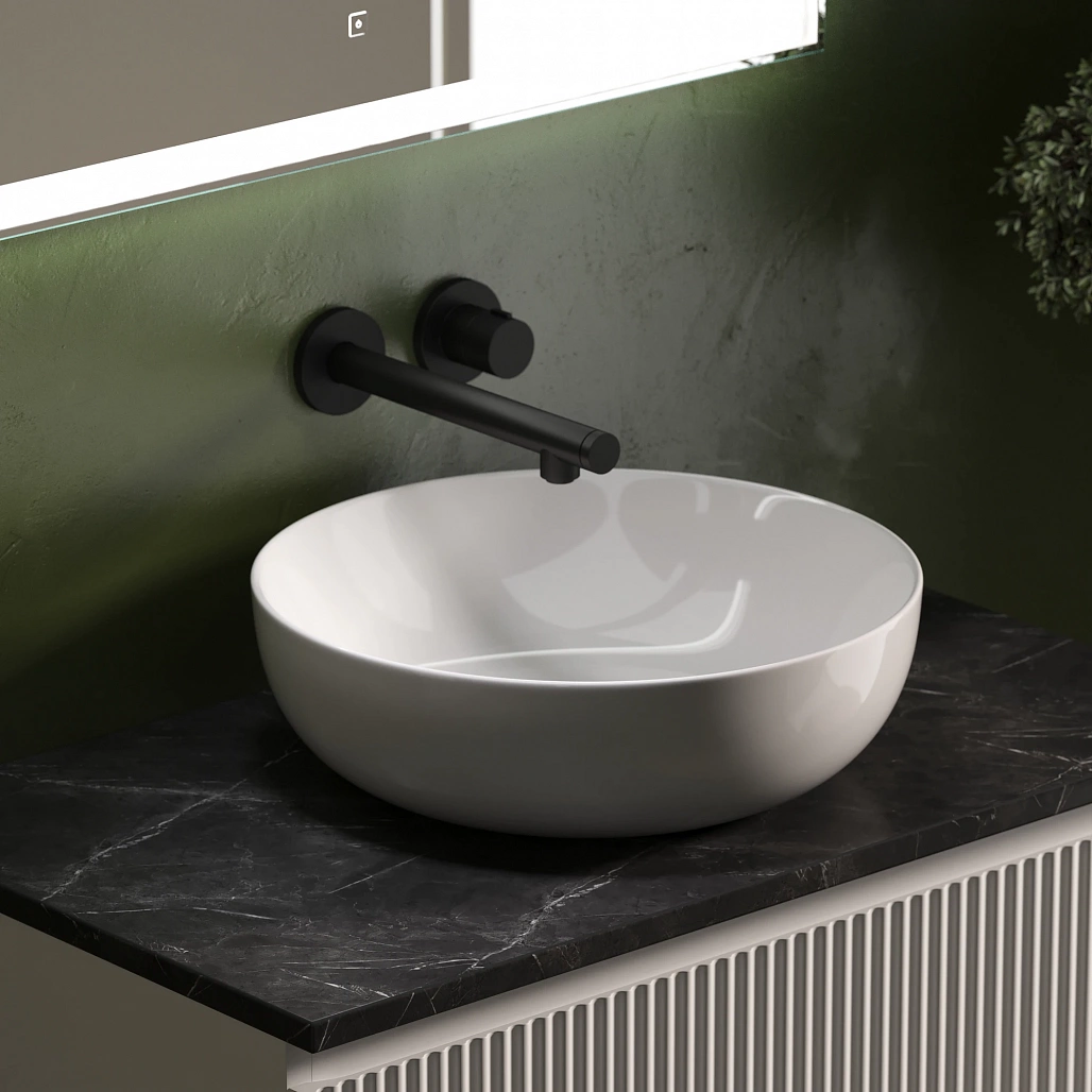 Тумба под столешницу Sancos Сноб Р / Snob R 99,5x44,5x50 подвесная, пыльная роза / doha soft, столешница без отверстия под смеситель, черное небо / black sky — МЕБ009755 — фото 16