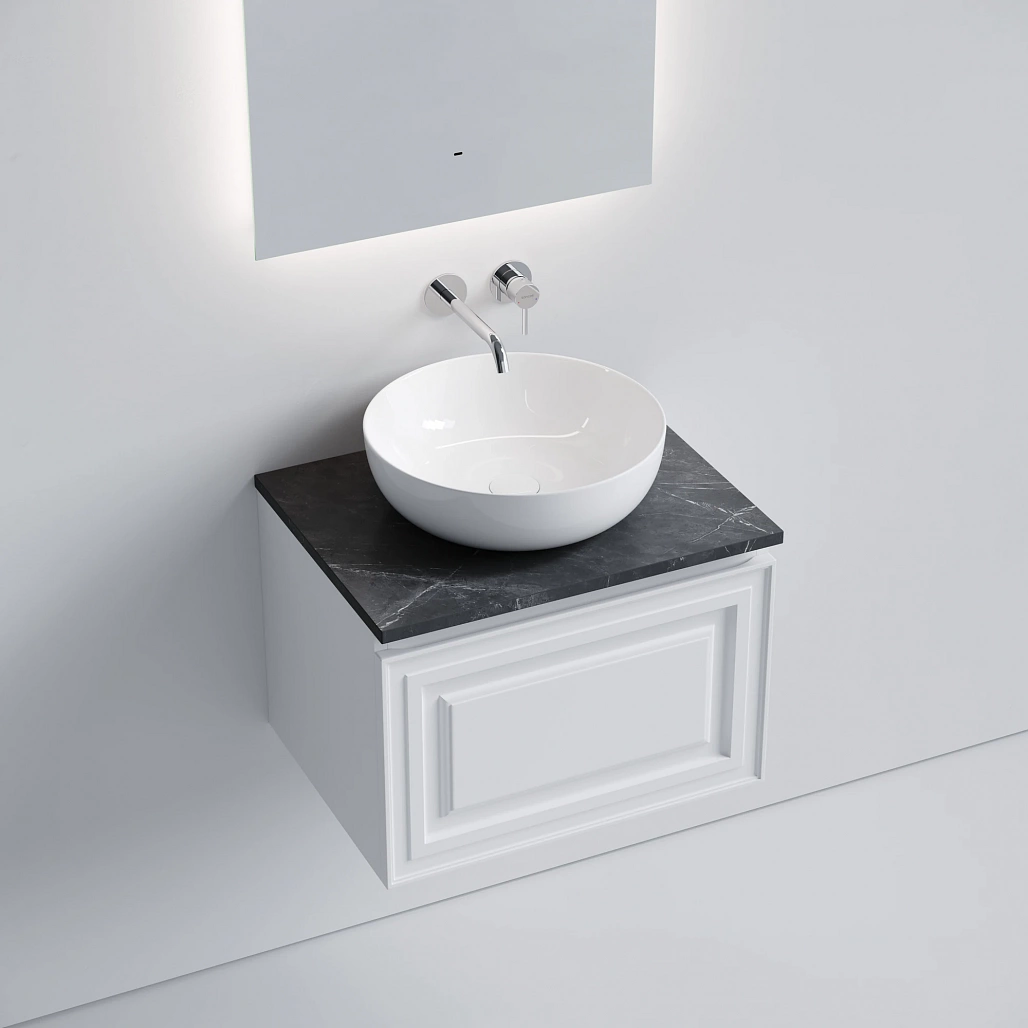 Тумба под столешницу Sancos Самая / Very 59x44,5x40,6 подвесная, белый матовый / bianco, столешница без отверстия под смеситель, черное небо / black sky — МЕБ009653 — фото 3