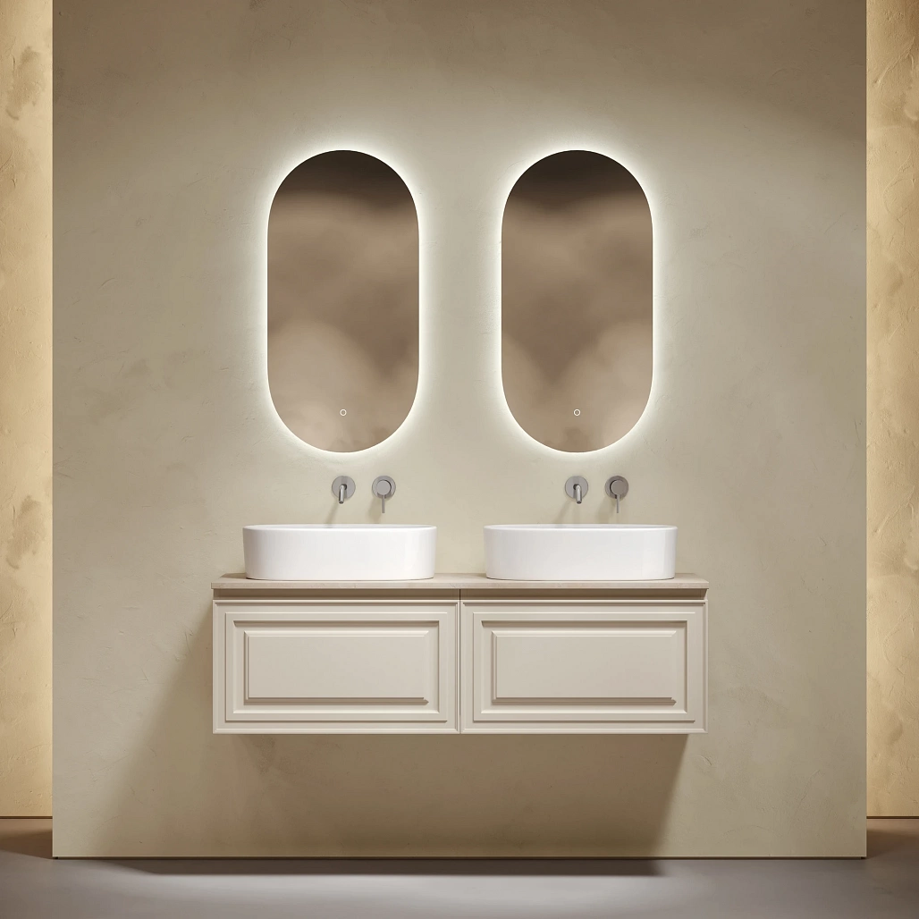 Тумба под столешницу Sancos Самая / Very 69x44,5x40,6 подвесная, бежевый матовый / beige soft, столешница 140 см, без отверстия под смеситель, креман / kreman — МЕБ009680 — фото 2
