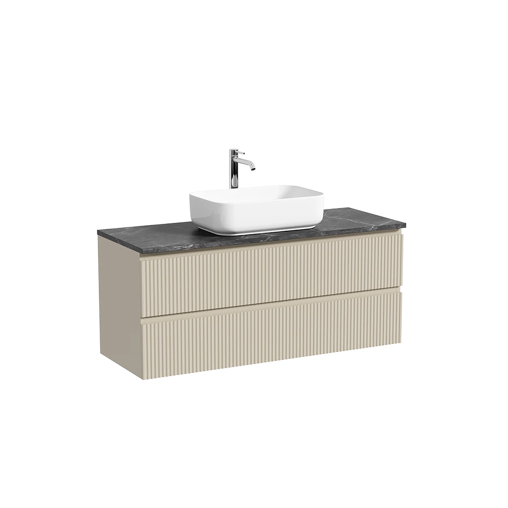 Тумба под столешницу Sancos Сноб Р / Snob R 119,5x44,5x50 подвесная, белый матовый / bianco, столешница с отверстием под смеситель, черное небо / black sky — МЕБ009790 — фото 1