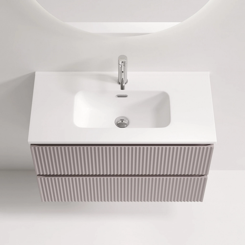Тумба под раковину Sancos Сноб Р 390 / Snob R 390 79x39x50 подвесная, два ящика, пыльная роза / doha soft — МЕБ009301 — фото 5