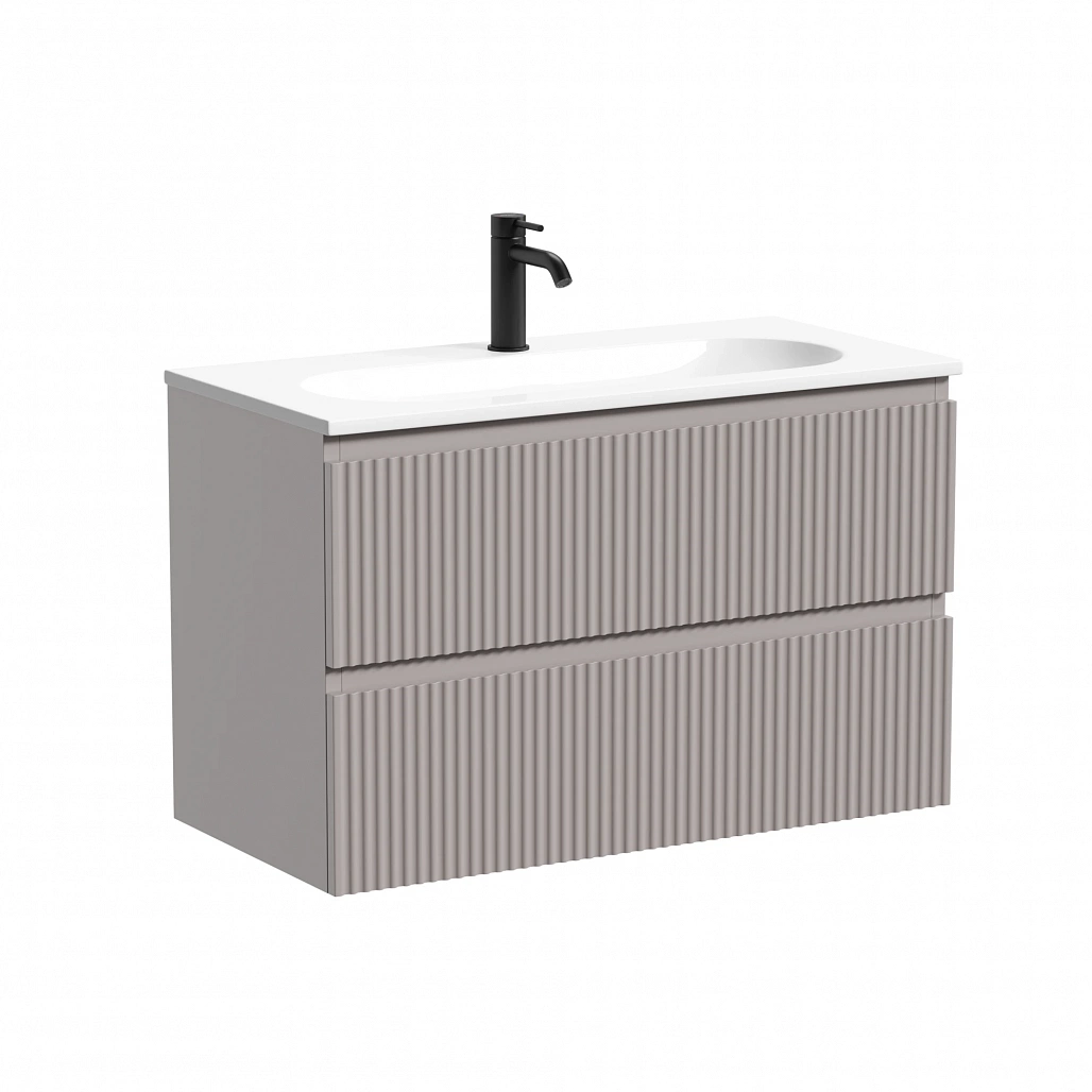 Тумба под раковину Sancos Сноб Р 390 / Snob R 390 79x39x50 подвесная, два ящика, пыльная роза / doha soft — МЕБ009288 — фото 1