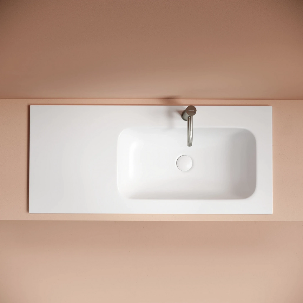 Раковина мебельная Ceramicanova Грация / Grace 101x45,7x13,7 без перелива, с отверстием под смеситель, чаша справа, прямоугольная, белый матовый — РАК010002 — фото 5