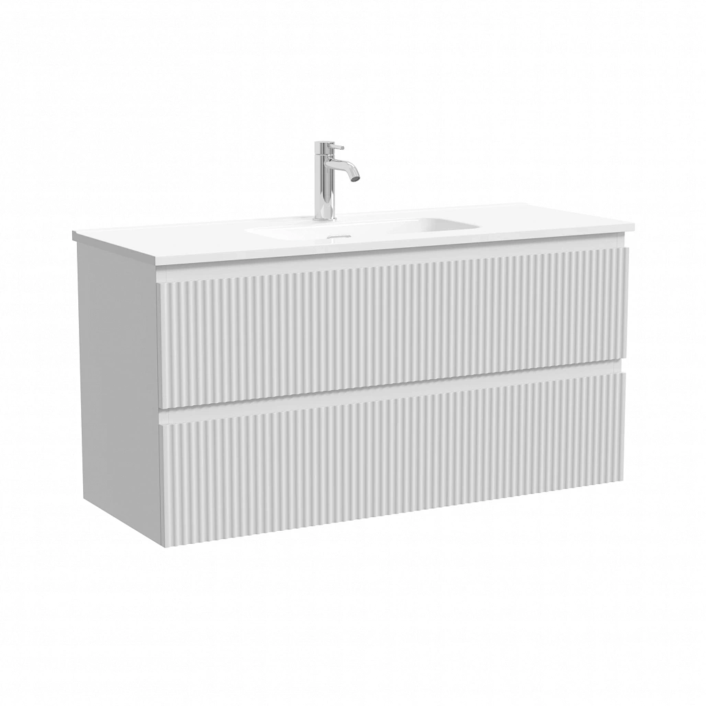 Тумба под раковину Sancos Сноб Р 390 / Snob R 390 99,5x39x50 подвесная, два ящика, белый матовый / bianco — МЕБ009306 — фото 1