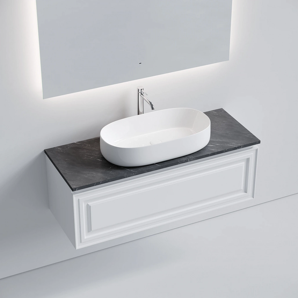 Тумба под столешницу Sancos Самая / Very 119,5x44,5x40,6 подвесная, белый матовый / bianco, столешница с отверстием под смеситель, черное небо / black sky — МЕБ009651 — фото 3