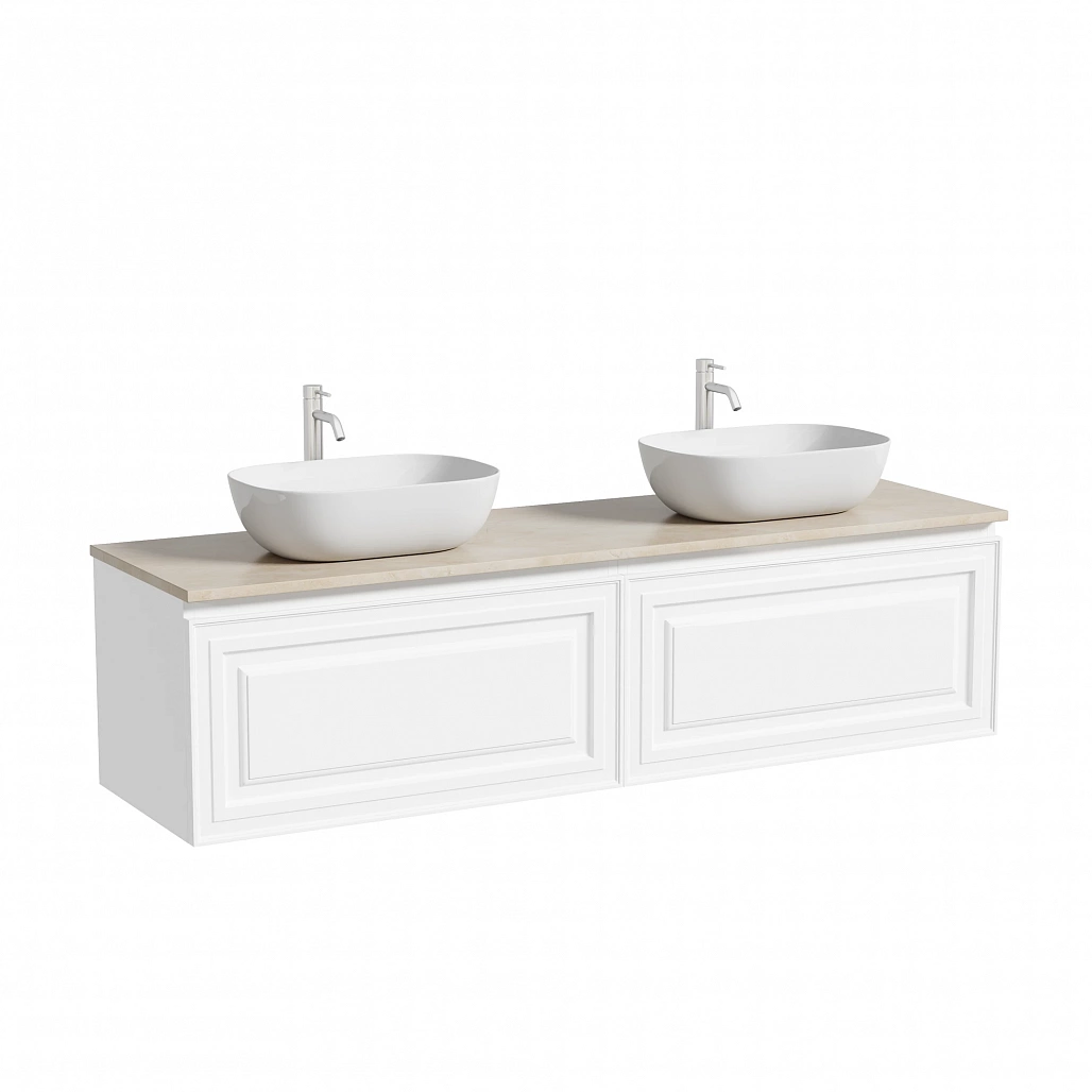 Тумба под столешницу Sancos Самая / Very 79x44,5x40,6 подвесная, белый матовый / bianco, столешница 160 см, с отверстием под смеситель, креман / kreman — МЕБ009666 — фото 1