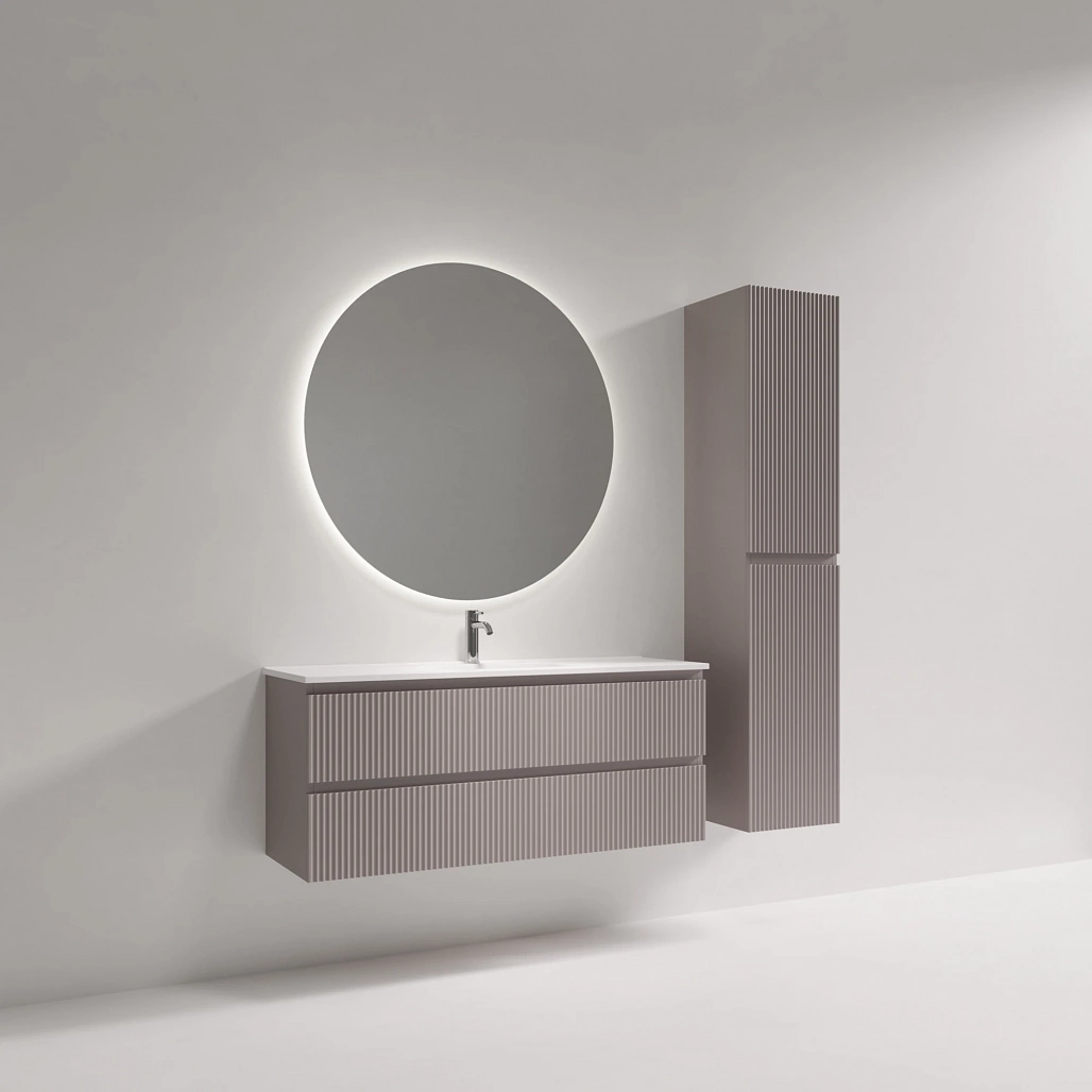 Тумба под раковину Sancos Сноб Р 390 / Snob R 390 119,5x39x50 подвесная, два ящика, пыльная роза / doha soft — МЕБ009279 — фото 3