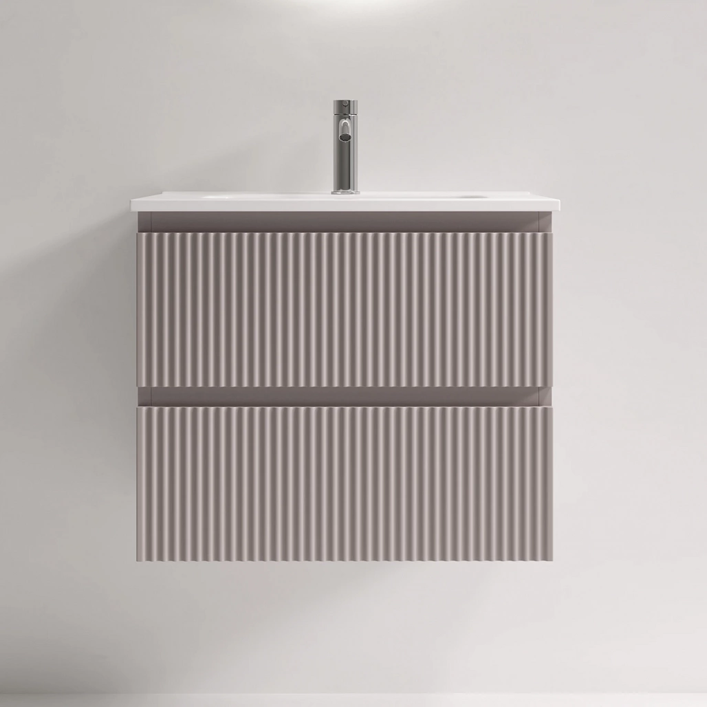 Тумба под раковину Sancos Сноб Р 390 / Snob R 390 59x39x50 подвесная, два ящика, пыльная роза / doha soft — МЕБ009295 — фото 4