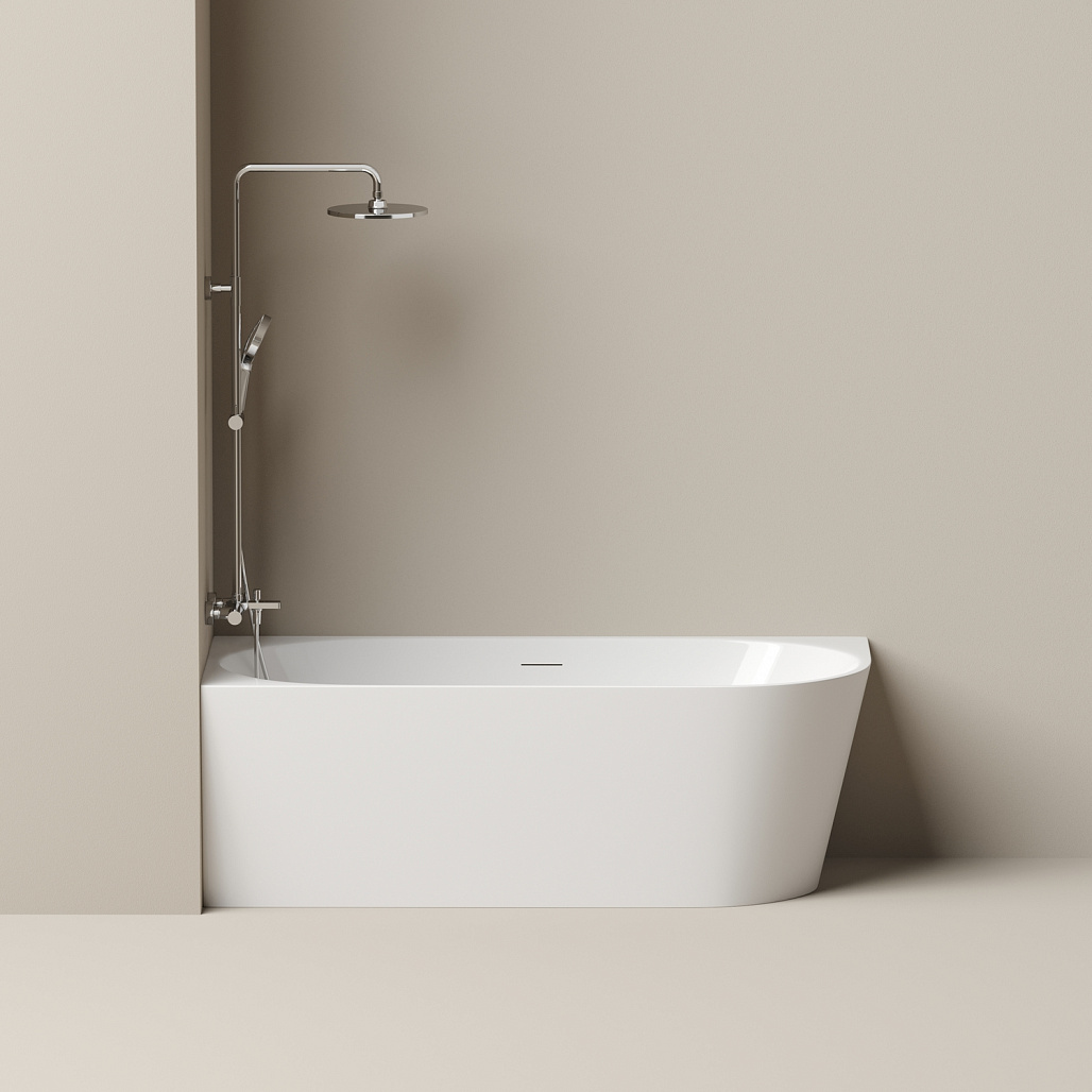 Ванна акриловая угловая Sancos Грань Л / Edge L FB23L 170x80x58 овальная, левая, с каркасом, со сливом-переливом, донным клапаном с системой "Клик - Клак", белый