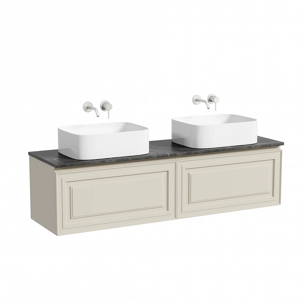 Тумба под столешницу Sancos Самая / Very 79x44,5x40,6 подвесная, бежевый матовый / beige soft, столешница 160 см, без отверстия под смеситель, черное небо / black sky — МЕБ009689 — фото 1