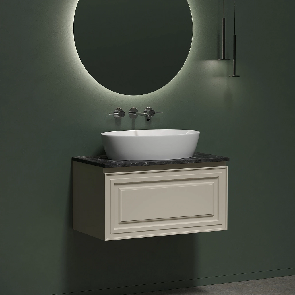 Тумба под столешницу Sancos Самая / Very 79x44,5x40,6 подвесная, бежевый матовый / beige soft, столешница без отверстия под смеситель, черное небо / black sky — МЕБ009968 — фото 3