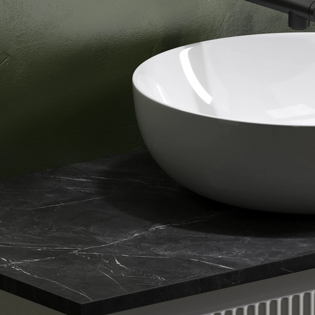Тумба под столешницу Sancos Сноб Р / Snob R 99,5x44,5x50 подвесная, пыльная роза / doha soft, столешница без отверстия под смеситель, черное небо / black sky — МЕБ009755 — фото 14