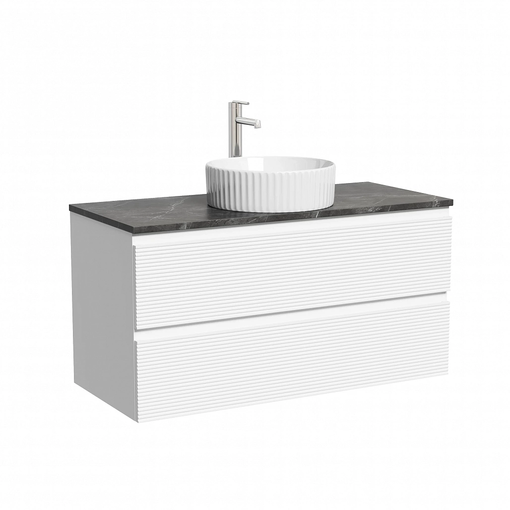 Тумба под столешницу Sancos Фолк / Folk 99,5x44,5x50 подвесная, белый матовый / bianco, столешница с отверстием под смеситель, черное небо / black sky — МЕБ009545 — фото 1