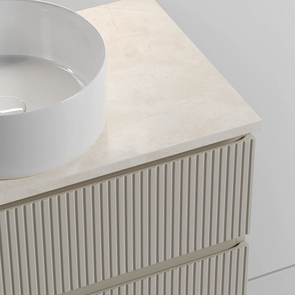 Тумба под столешницу Sancos Сноб T / Snob T 79x44,5x50 подвесная, бежевый матовый / beige soft, столешница с отверстием под смеситель, креман / kreman — МЕБ009863 — фото 6