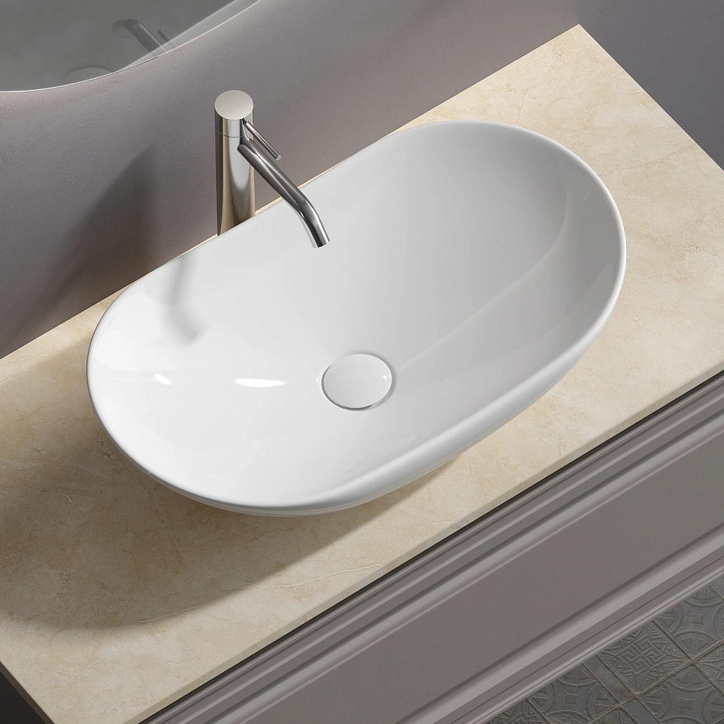 Тумба под столешницу Sancos Самая / Very 99,5x44,5x40,6 подвесная, пыльная роза / doha soft, столешница с отверстием под смеситель, креман / kreman — МЕБ009646 — фото 5