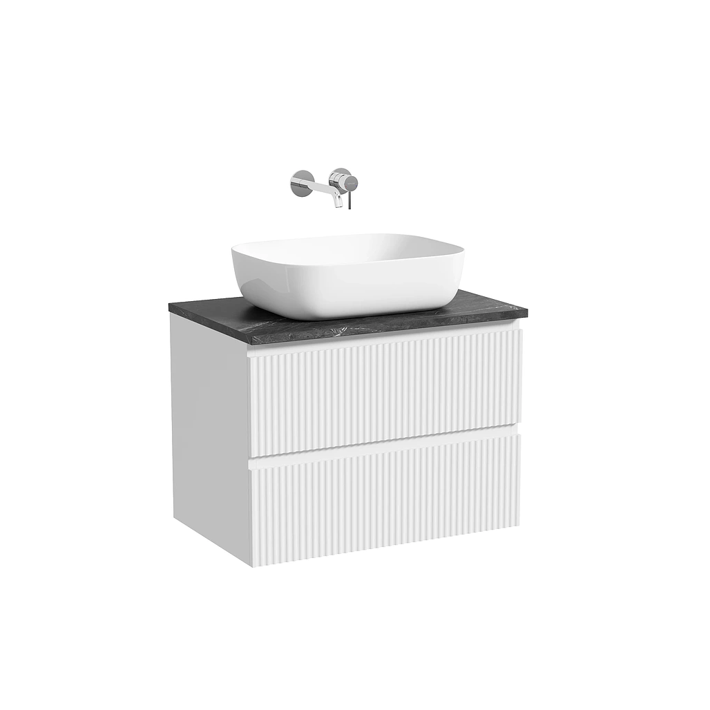 Тумба под столешницу Sancos Сноб Р / Snob R 69x44,5x50 подвесная, белый матовый / bianco, столешница без отверстия под смеситель, черное небо / black sky — МЕБ009777 — фото 1