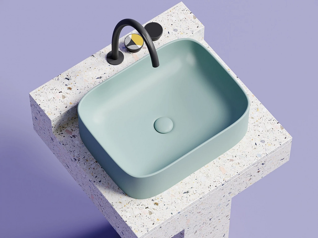 Раковина накладная Ceramicanova Элемент / Element 50,5x38x15 без перелива, прямоугольная, зеленый матовый — РАК010128 — фото 11