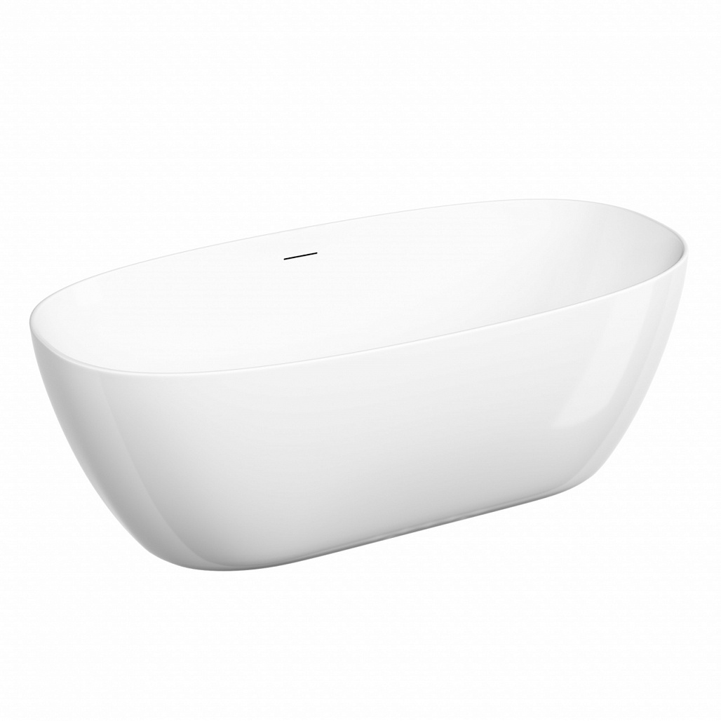 Ванна акриловая отдельностоящая Sancos Овал / Oval FB21 170x80x58 овальная, с каркасом, со сливом-переливом, донным клапаном с системой "Клик - Клак", белый