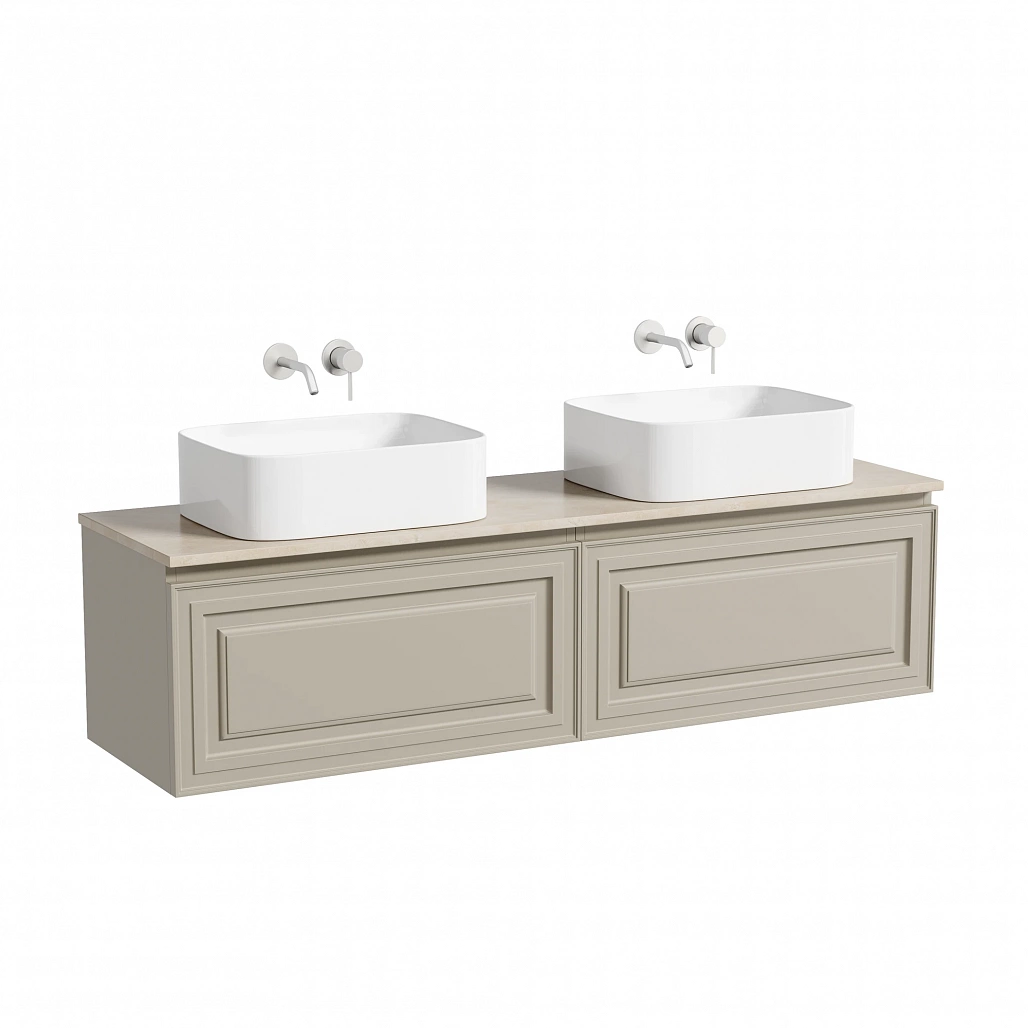 Тумба под столешницу Sancos Самая / Very 79x44,5x40,6 подвесная, бежевый матовый / beige soft, столешница 160 см, без отверстия под смеситель, креман / kreman — МЕБ009688 — фото 1
