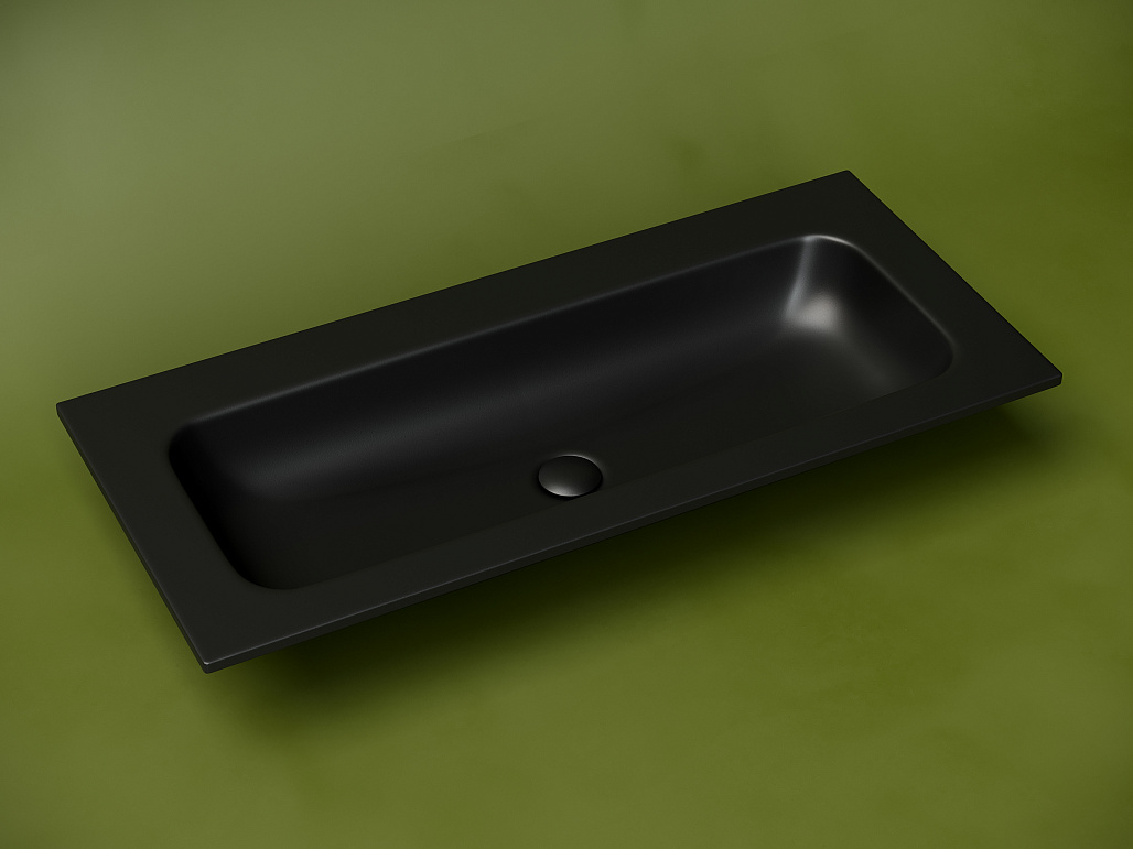 Раковина мебельная Ceramicanova Грация / Grace 101x45,7x13,7 без перелива, без отверстия под смеситель, прямоугольная, черный матовый — РАК010049 — фото 2