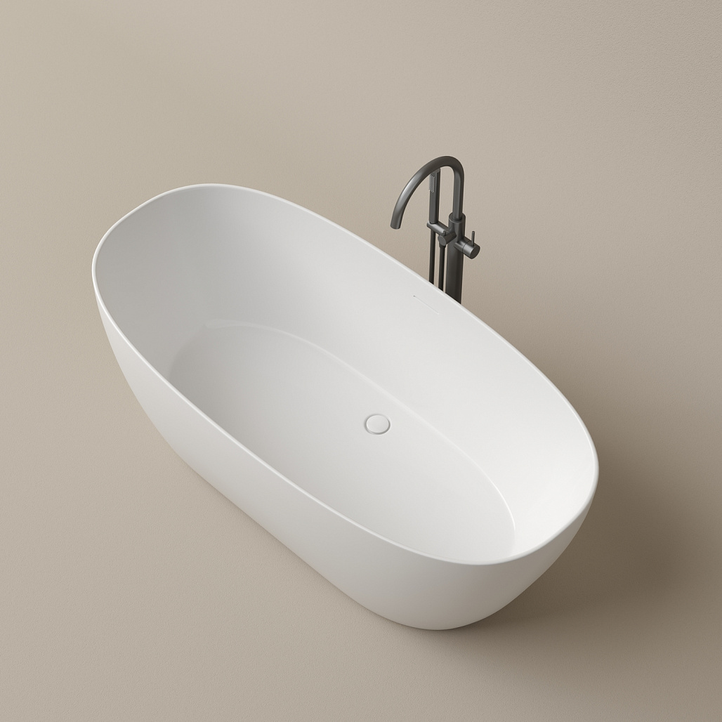 Ванна акриловая отдельностоящая Sancos Овал / Oval FB21 170x80x58 овальная, с каркасом, со сливом-переливом, донным клапаном с системой "Клик - Клак", белый
