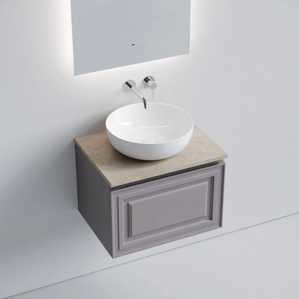 Тумба под столешницу Sancos Самая / Very 59x44,5x40,6 подвесная, пыльная роза / doha soft, столешница без отверстия под смеситель, креман / kreman — МЕБ009724 — фото 3